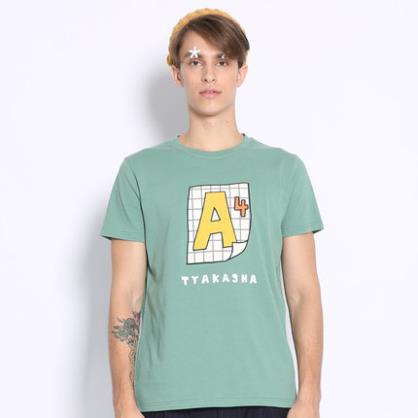TYAKASHA2015塔卡沙文具系列绿色植绒胶印A4纸基本款短袖T恤男款